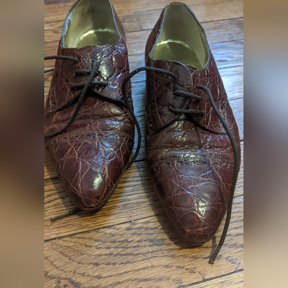 Brown ostrich lace up oxfords - Picture 5 of 5